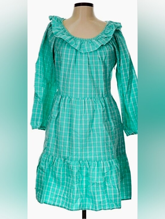 J. Crew Dresses & Skirts - J. CREW 🩵 SEERSUCKER PLAID MIDI DRESS 🩵 Cotton 🎀 Ruffle Detail 🍭 sz 12 😎NWT
